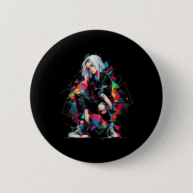 Anime Manga Graphic Polygon Art Anime Knapp (Framsida)