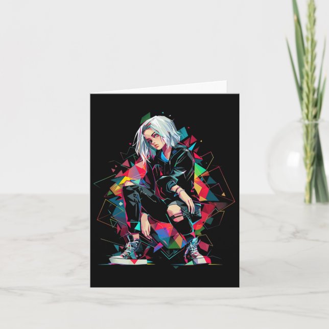 Anime Manga Graphic Polygon Art Anime Kort (Framsida)