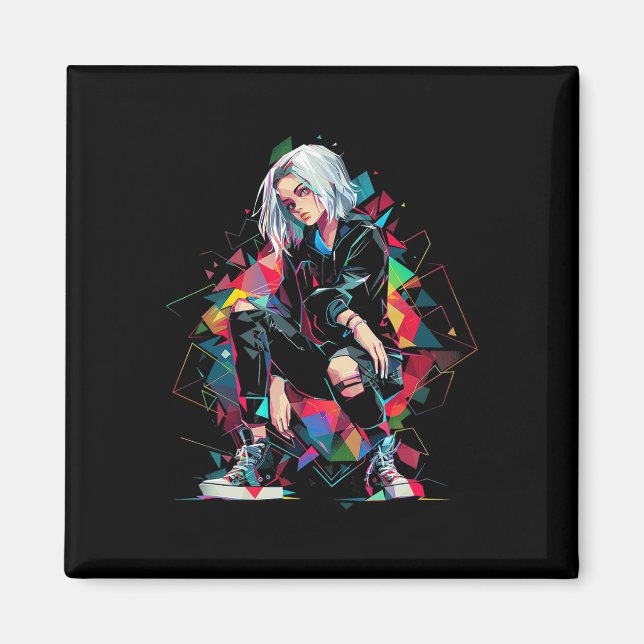 Anime Manga Graphic Polygon Art Anime Magnet (Framsidan)