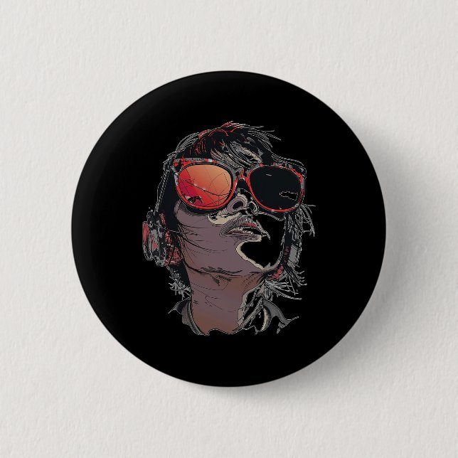 Anime Manga Graphic Sunglasses Art Anime Knapp (Framsida)