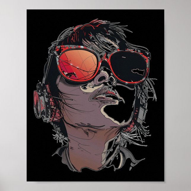 Anime Manga Graphic Sunglasses Art Anime Poster (Framsidan)