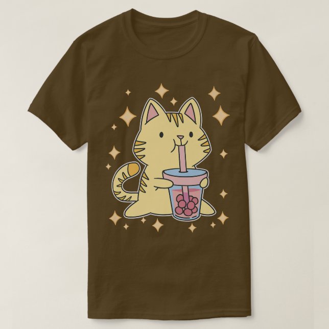 Anime Manga Kitten Japansk cute Bubble Tea Kattung T Shirt (Design framsida)