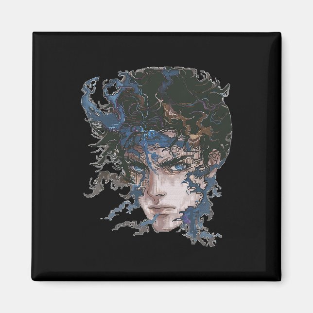 Anime Manga Motif Blue-ögon Art Anime Magnet (Framsidan)