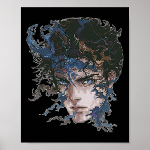 Anime Manga Motif Blue-ögon Art Anime Poster