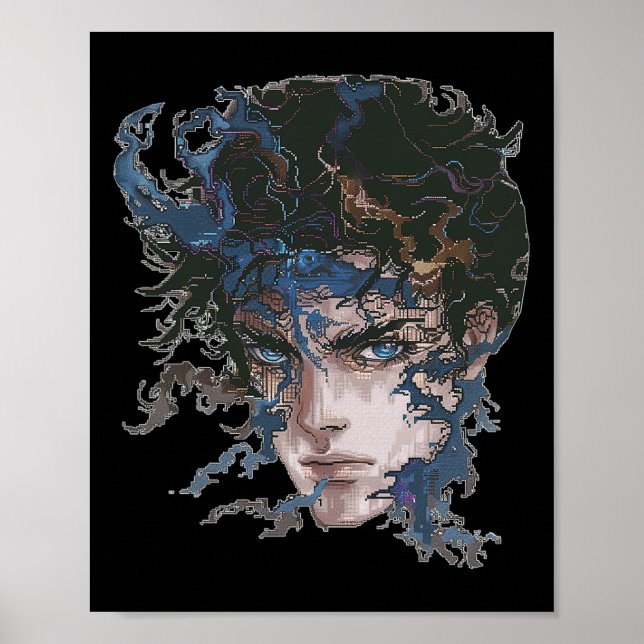 Anime Manga Motif Blue-ögon Art Anime Poster (Framsidan)