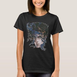 Anime Manga Motif Blue-ögon Art Anime T Shirt