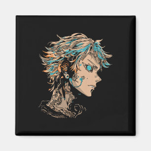 Anime Manga Motif Blue-ögon Illustration Anime Magnet