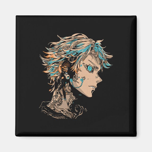 Anime Manga Motif Blue-ögon Illustration Anime Magnet (Framsidan)