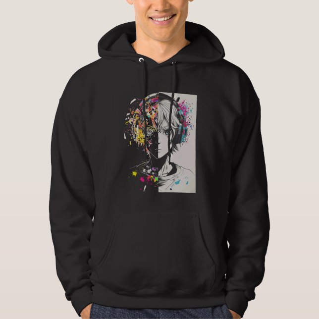 Anime Manga Motif Headphone Artwork Anime Hoodie (Framsida)