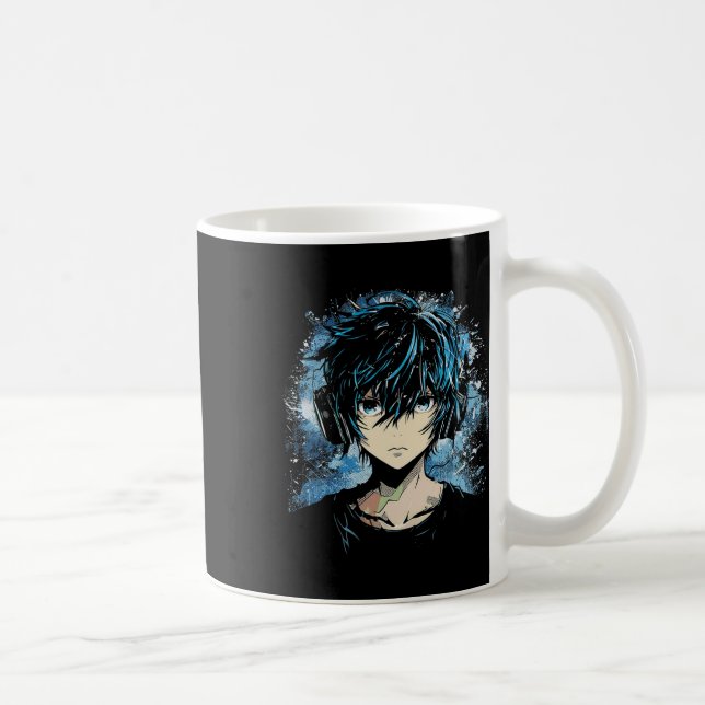 Anime Manga Motif Headphone Artwork Anime Kaffemugg (Höger)