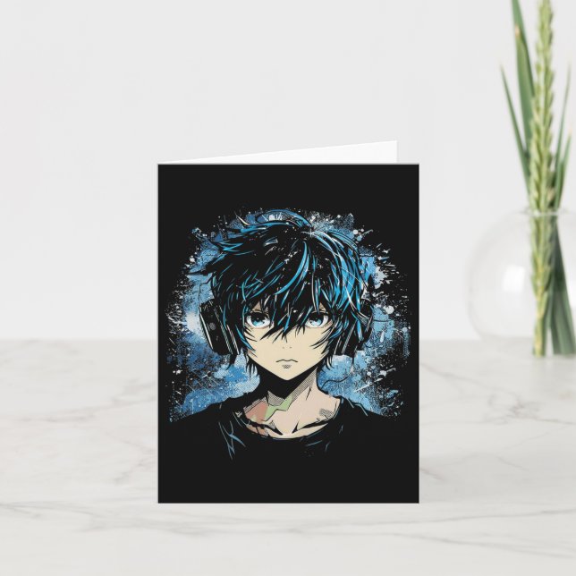 Anime Manga Motif Headphone Artwork Anime Kort (Framsida)