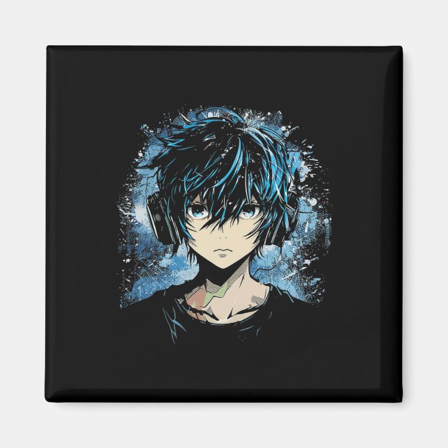 Anime Manga Motif Headphone Artwork Anime Magnet (Framsidan)