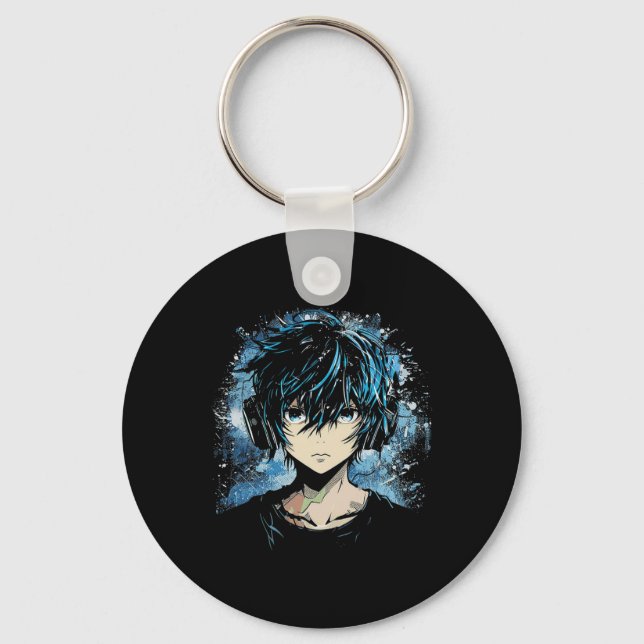 Anime Manga Motif Headphone Artwork Anime Nyckelring (Framsida)
