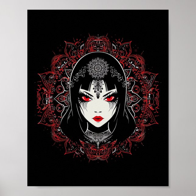Anime Manga Motif Mandala Illustration Anime 1 Poster (Framsidan)