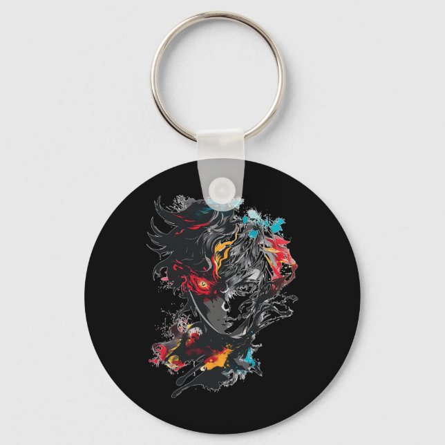 Anime Manga Motif Tattoo Art Anime Nyckelring (Framsida)
