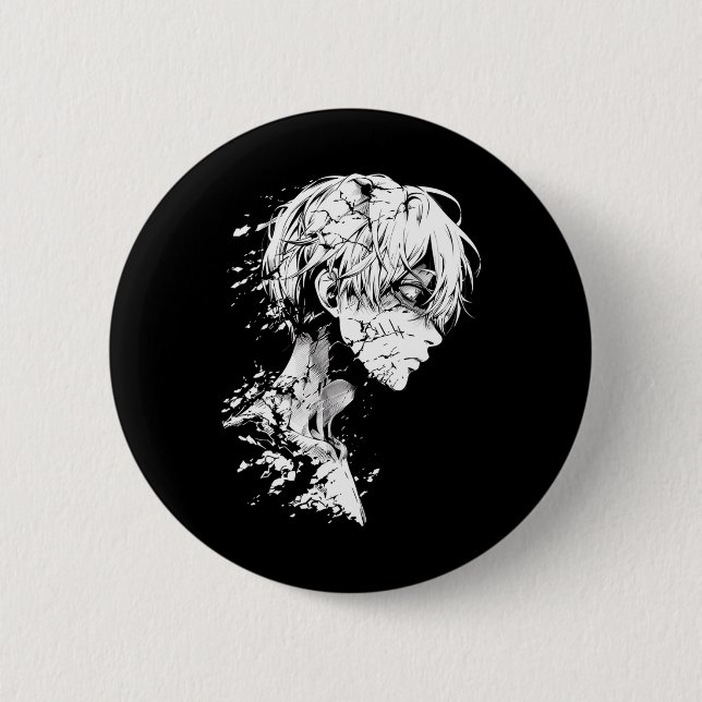 Anime Manga Motif Teckning Artwork Anime Knapp (Framsida)