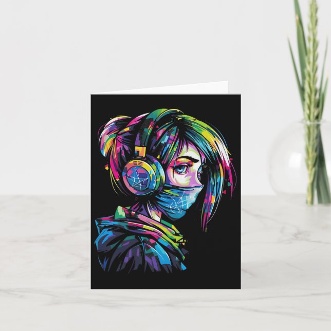 Anime Manga Motiv Hörlurar Illustration Anime 1  Kort (Framsida)