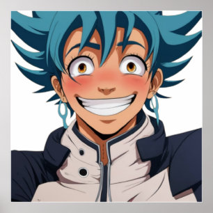 Anime manga pop art älskare ansikte skrattar tecke poster