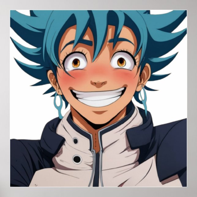 Anime manga pop art älskare ansikte skrattar tecke poster (Framsidan)