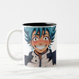 Anime manga pop art älskare ansikte skrattar tecke Två-Tonad mugg
