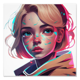 Anime manga pop art älskare ansikte-tecken tecknad fototryck