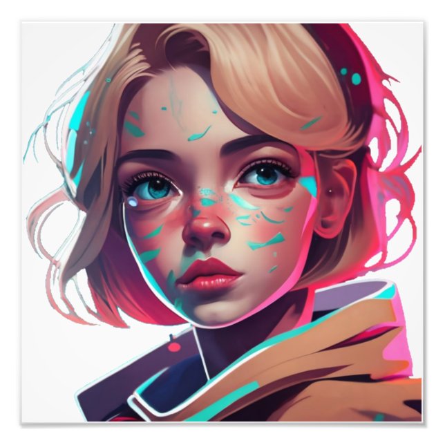 Anime manga pop art älskare ansikte-tecken tecknad fototryck (Framsidan)