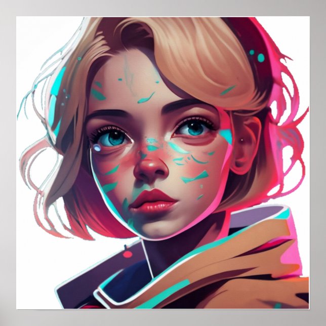 Anime manga pop art älskare ansikte-tecken tecknad poster (Framsidan)