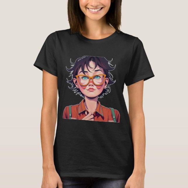 Anime manga pop art älskare ansikte-tecken tecknad t shirt (Framsida)