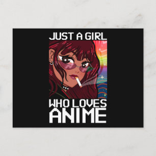 Anime Manga röker Cigarett Bara en tjej Vykort