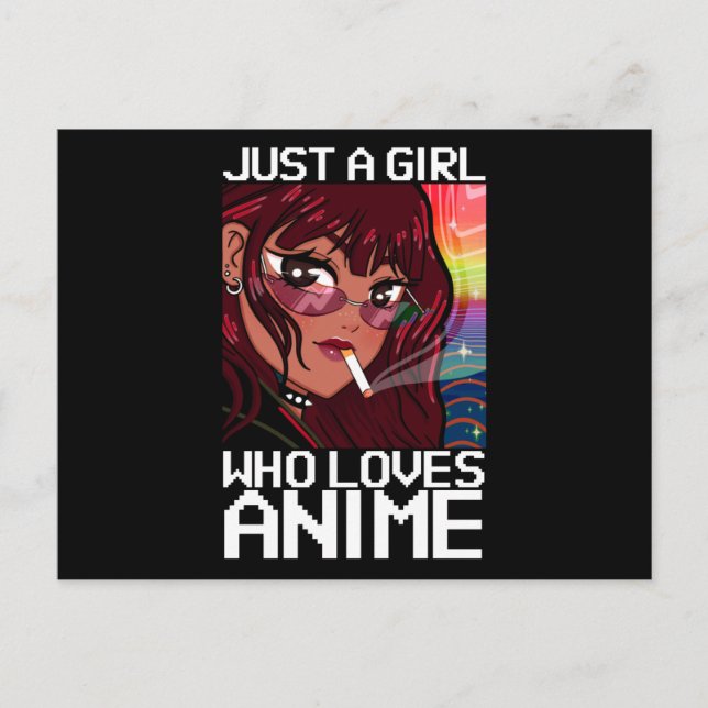 Anime Manga röker Cigarett Bara en tjej Vykort (Framsida)