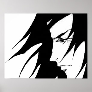 Anime Manga, svart och vitt Poster