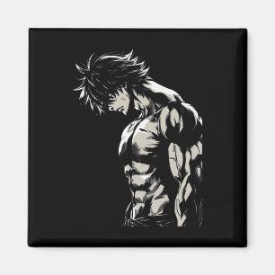 Anime Manliga Karaktär Bicep Tränings Motivation Magnet