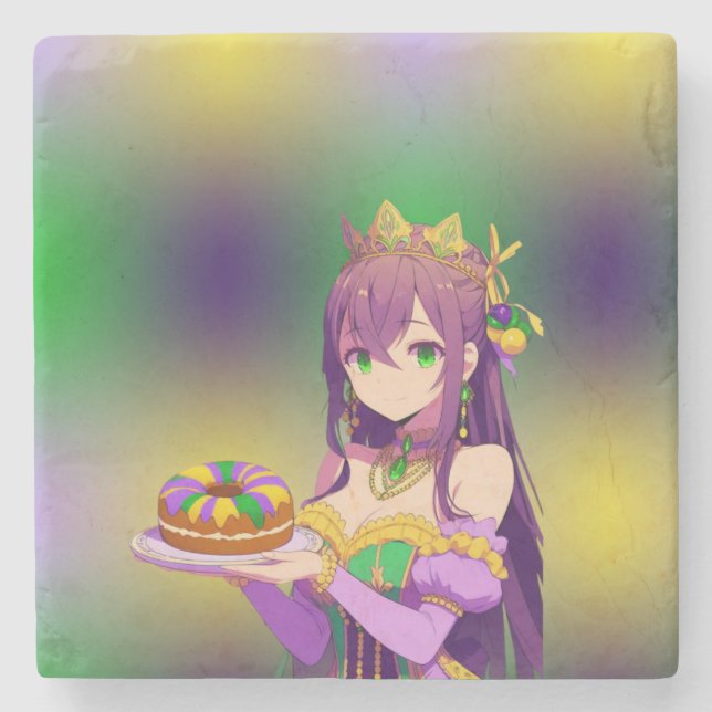 Anime Mardi Gras King cake Stenunderlägg (Framsidan)