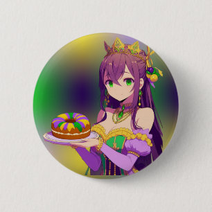 Anime Mardi Gras Kung tårta Knapp