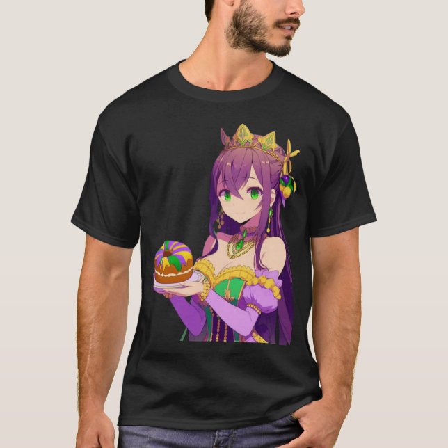 Anime Mardi Gras Kung tårta T Shirt (Framsida)