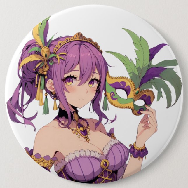 Anime Mardi Gras mask Knapp (Framsida)