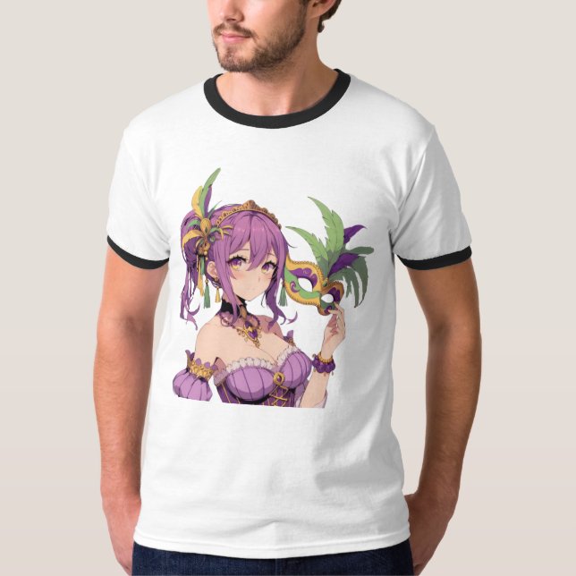 Anime Mardi Gras mask T Shirt (Framsida)