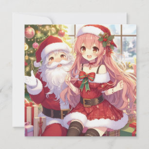 Anime med tomte jul Personlig Anpassad Julkort
