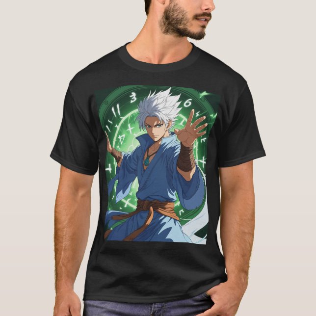 Anime Mentor Warrior T-Shirt - Glowing Runes & Gre (Framsida)