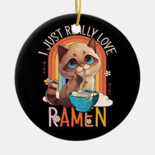 Anime Merch Kawaii Verkligen Kärlek Ramen Japansk Julgransprydnad Keramik