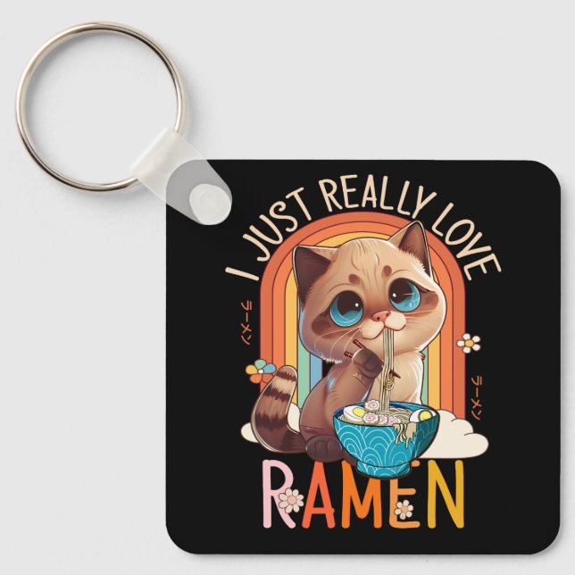 Anime Merch Kawaii Verkligen Kärlek Ramen Japansk  Nyckelring (Framsida)