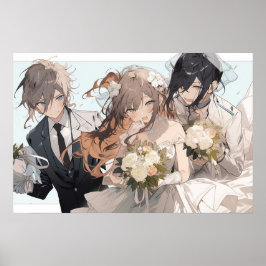 Anime MFM polyamous Triad bröllop Poster