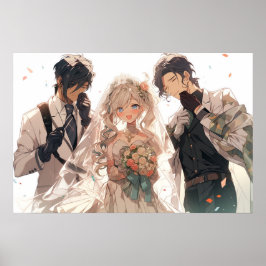 Anime MFM polyamous Triad bröllop Poster