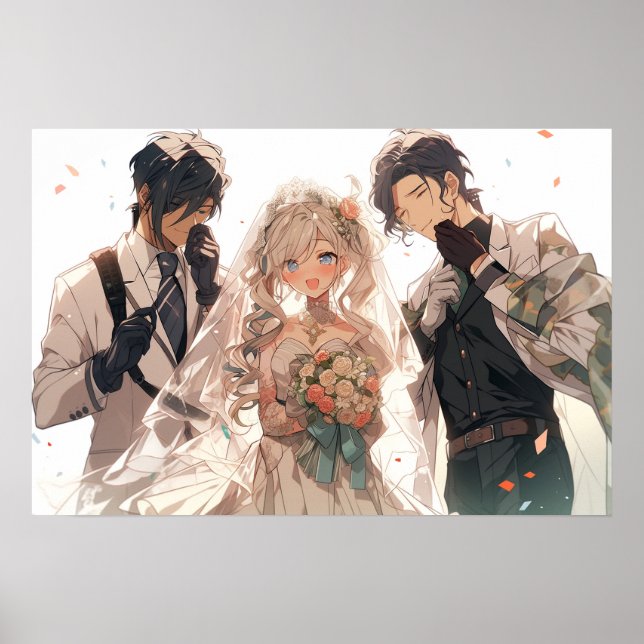 Anime MFM polyamous Triad bröllop Poster (Framsidan)