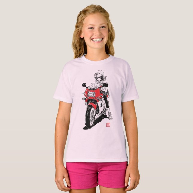 Anime Motor Girl V01 T-Shirt (Hel framsida)