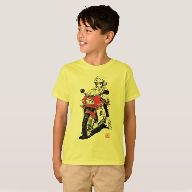 Anime Motor Girl V01 T-Shirt (Hel framsida)