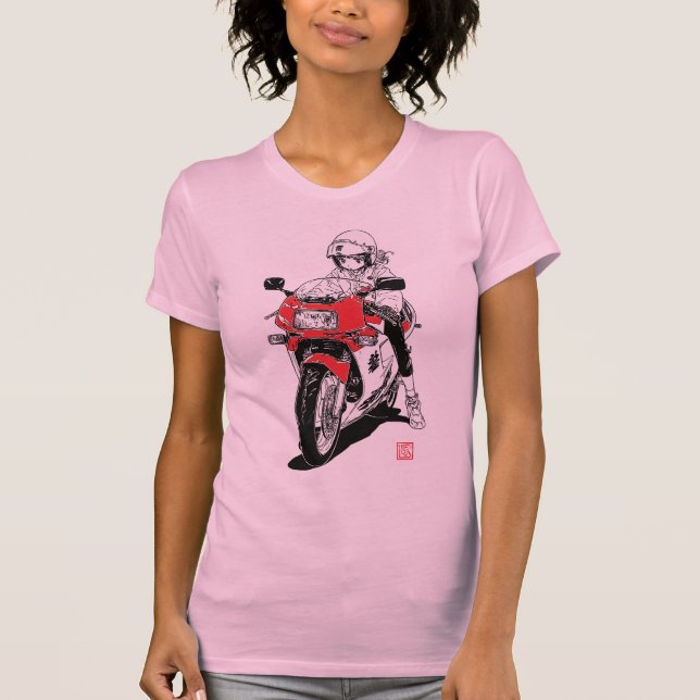 Anime Motor Girl V01 T-Shirt (Framsida)