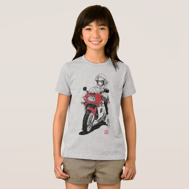 Anime Motor Girl V01 T-Shirt (Framsida Full)