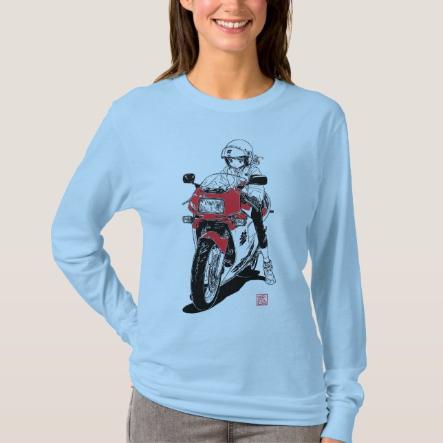 Anime Motor Girl V01 T-Shirt (Framsida)