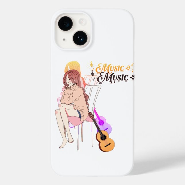 Anime Music Lover Case - Girl Playing Guitar with  (Baksida)